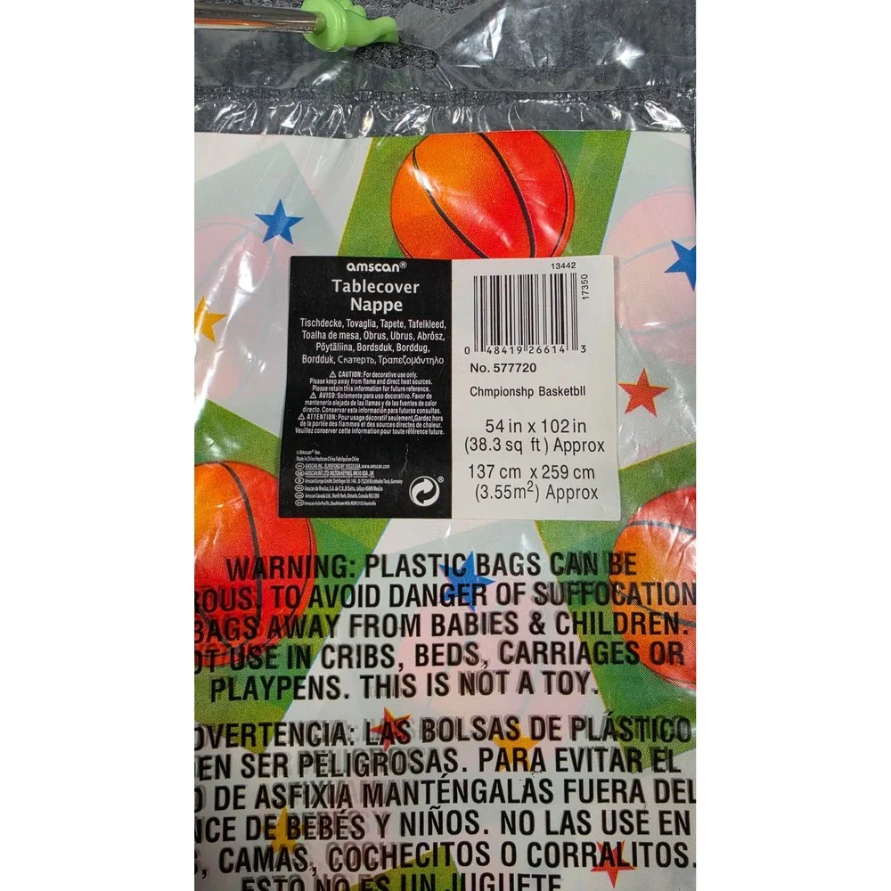 Lot of 11 Amscan Basketball Plastic Tablecovers 54x102 Championship Sports Party